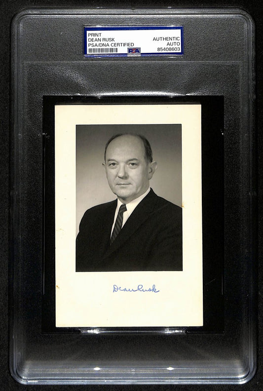 Dean Rusk Secretary of State Signed/Autographed 4x6 B/W Photo PSA/DNA 194212