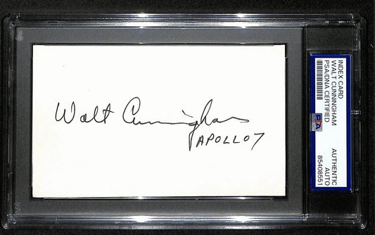 Walt Cunningham Signed/Inscibed 3x5 Index Card Astronaut PSA/DNA 194198