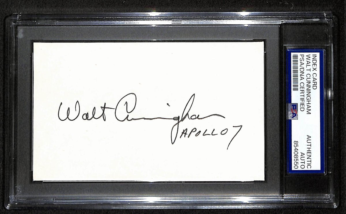 Walt Cunningham Signed/Inscibed 3x5 Index Card Astronaut PSA/DNA 194199