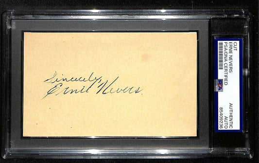 Ernie Nevers HOF Signed/Inscr Cut on 3x5 Index Card Eskimos PSA/DNA 194215