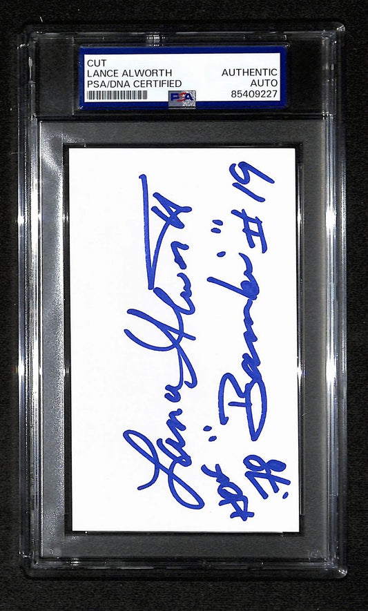 Lance Alworth HOF Signed/Inscr Cut on 3x5 Index Card Chargers PSA/DNA 194216