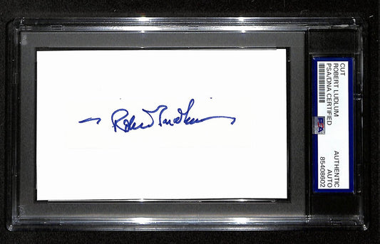 Robert Ludlum Signed/Autographed Cut on 3x5 Index Card Author PSA/DNA 194218