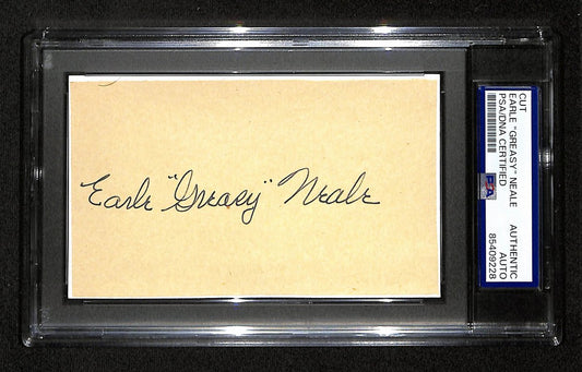 Earle "Greasy" Neale HOF Signed/Auto Cut on 3x5 Index Card Eagles PSA/DNA 194222