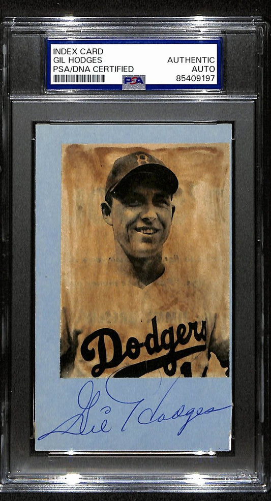 Gil Hodges HOF Signed/Autographed Cut on 3x5 Index Card Dodgers PSA/DNA 194176