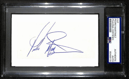 Pedro Martinez HOF Signed/Auto Cut on 3x5 Index Card Red Sox PSA/DNA 194182
