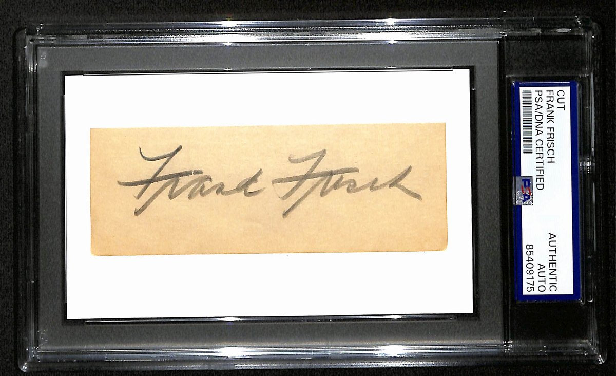 Frank Frisch HOF Signed/Auto Cut on 3x5 Index Card Cardinals PSA/DNA 194186