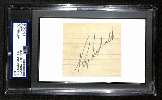 Roy Campanella HOF Signed/Auto Cut on 3x5 Index Card Dodgers PSA/DNA 194196