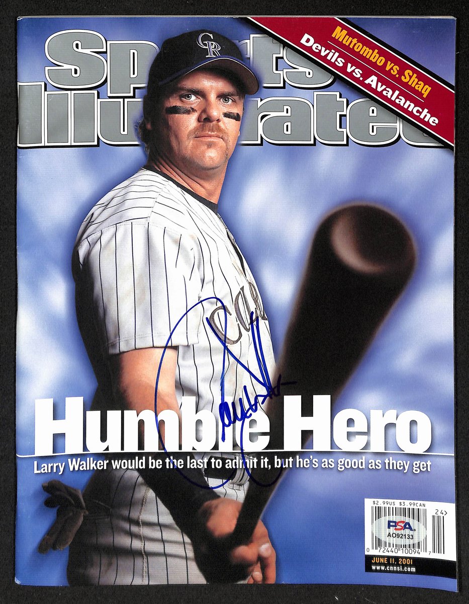 Larry Walker Signed 6/11/2001 Sports Illustrated Magazine NOLABEL PSA/DNA 193689