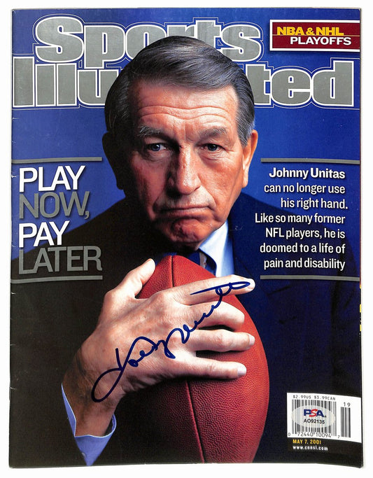 Johnny Unitas HOF Signed 5/7/2001 Sports Illustrated Magazine NOLABEL PSA/DNA