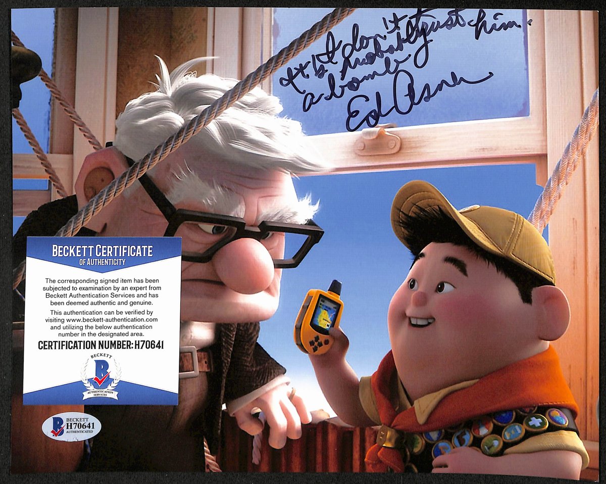 Ed Asner Signed/Inscribed 8x10 Photo "Up" Beckett 193766