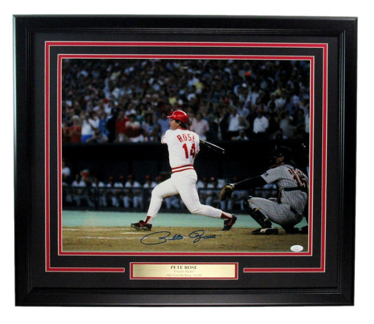 Pete Rose Autographed16x20 Photo Cincinnati Reds Framed JSA 193994