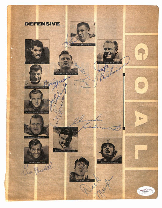 1957 NFL All-Pros Signed (9) 8.5x11 Magazine Page Photo Marchetti JSA 194951