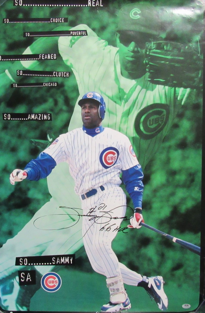 Sammy Sosa Signed/Inscribed 23x35 Poster Chicago Cubs PSA/DNA 194331