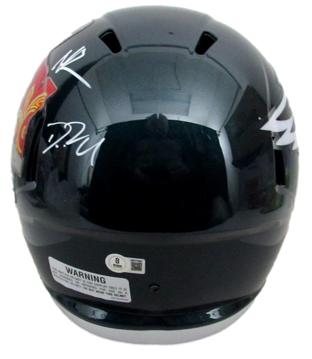 Siriani/Big Dom/Roseman Signed Full Size Replica SB LIX Champs Helmet Eagles BAS