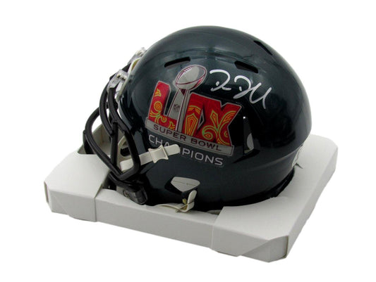 Big Dom Disandro Signed Super Bowl LIX Champions Mini Helmet Eagles BAS 192755