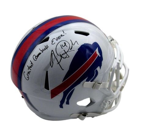 Frank Reich Signed/Inscr Speed Full Size Replica Helmet Buffalo Bills JSA 194012