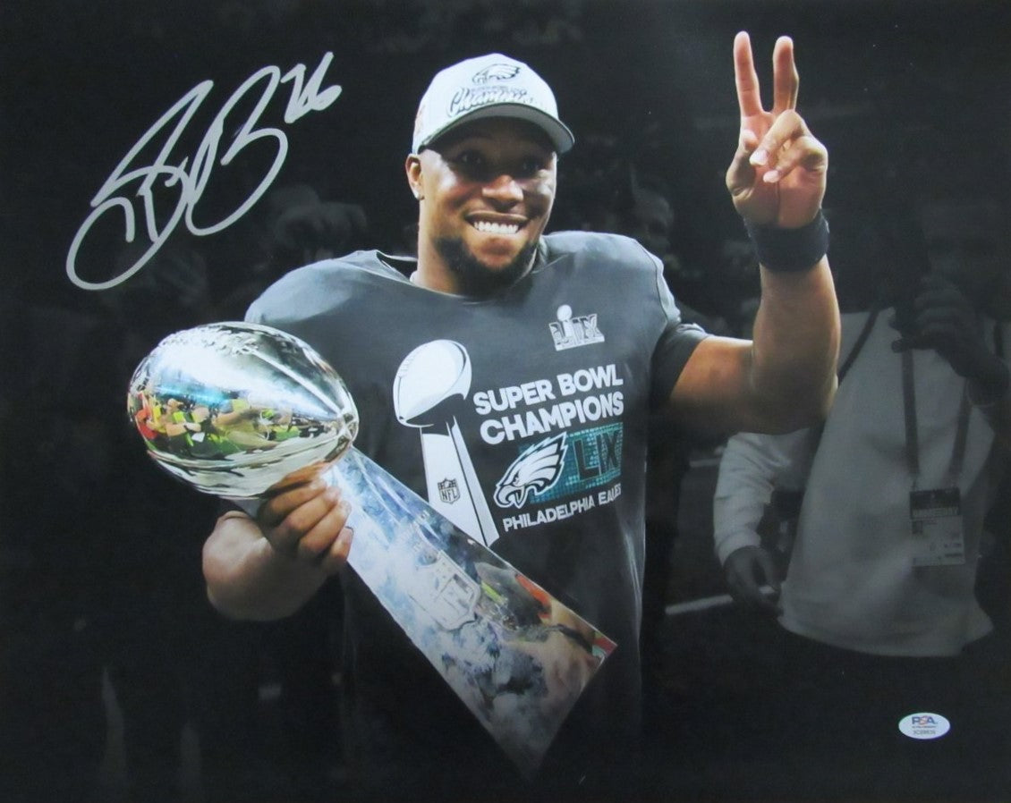 Saquon Barkley Autographed Silver 16x20 Photo Philadelphia Eagles PSA/DNA 192775