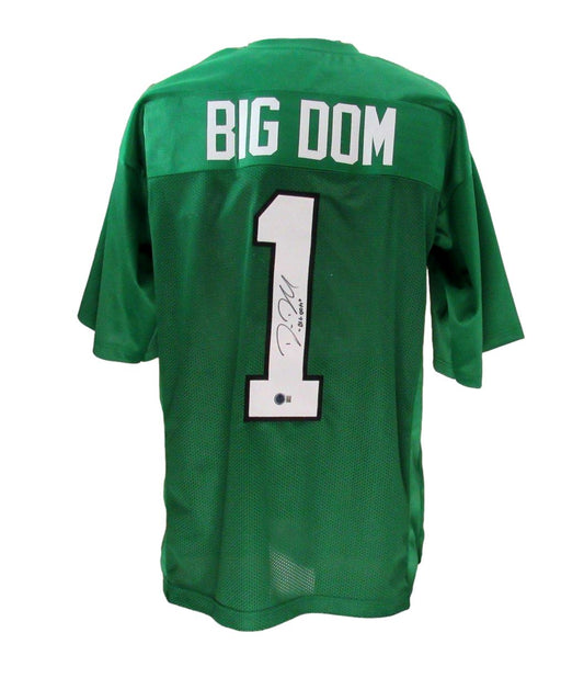 Dom DiSandro Signed/Inscr Kelly-Green Custom Football Jersey Eagles BAS 192789
