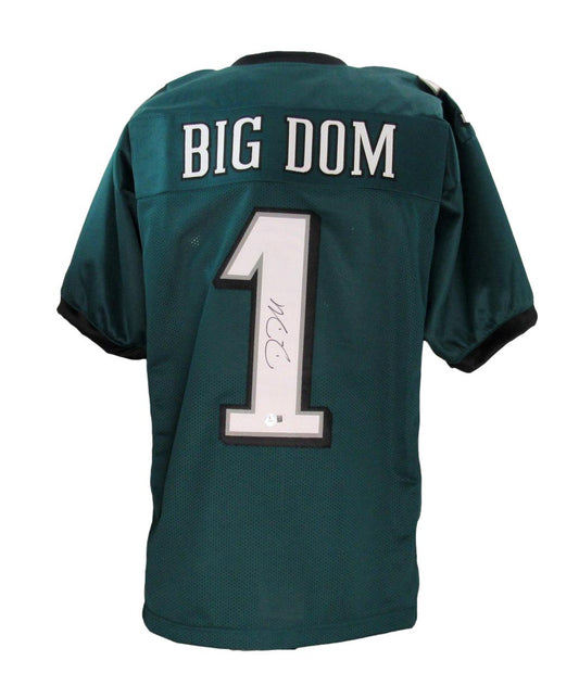 Dom DiSandro Signed/Auto Green Custom Football Jersey Eagles Beckett 192790