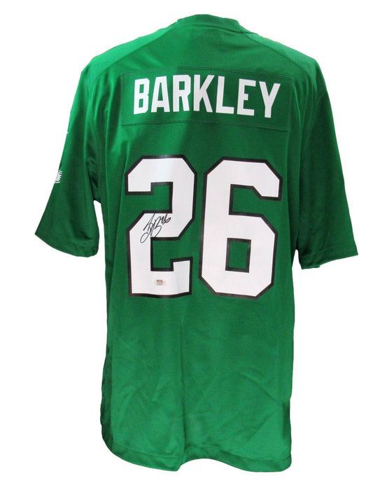 Saquon Barkley Signed/Autographed Kelly Nike Football Jersey Eagles PSA 192798