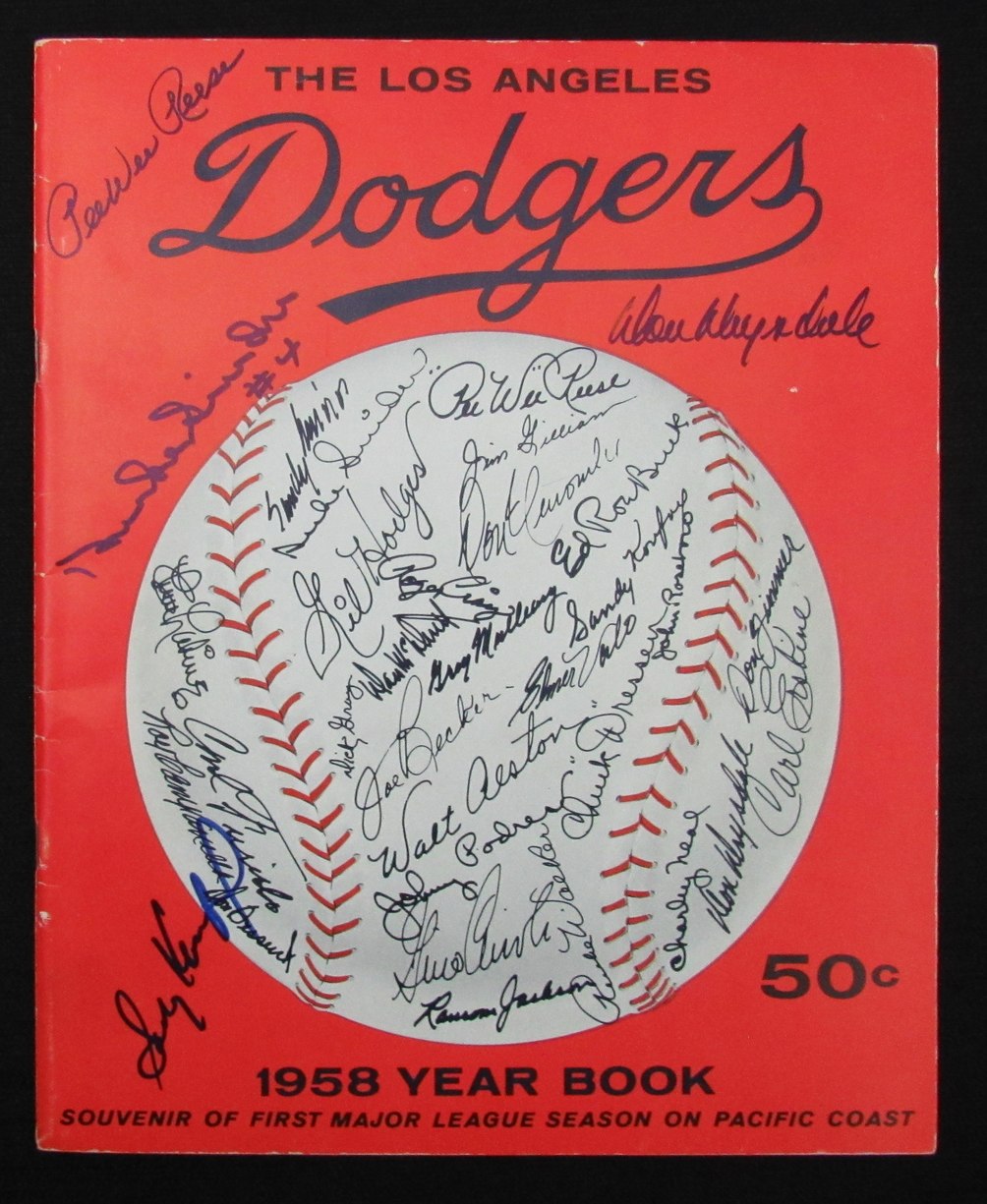 1958 Dodgers Signed/Auto (26) Yearbook Koufax Reese Snider Drysdale JSA 195275