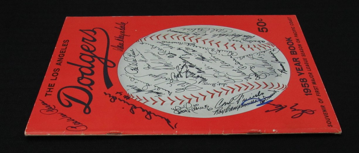 1958 Dodgers Signed/Auto (26) Yearbook Koufax Reese Snider Drysdale JSA 195275