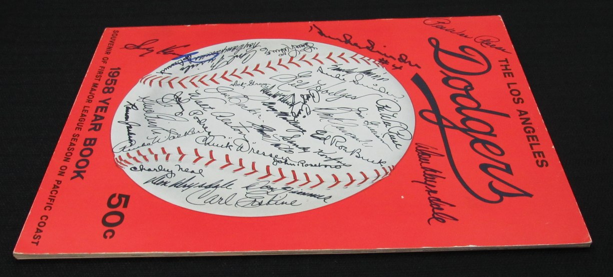 1958 Dodgers Signed/Auto (26) Yearbook Koufax Reese Snider Drysdale JSA 195275