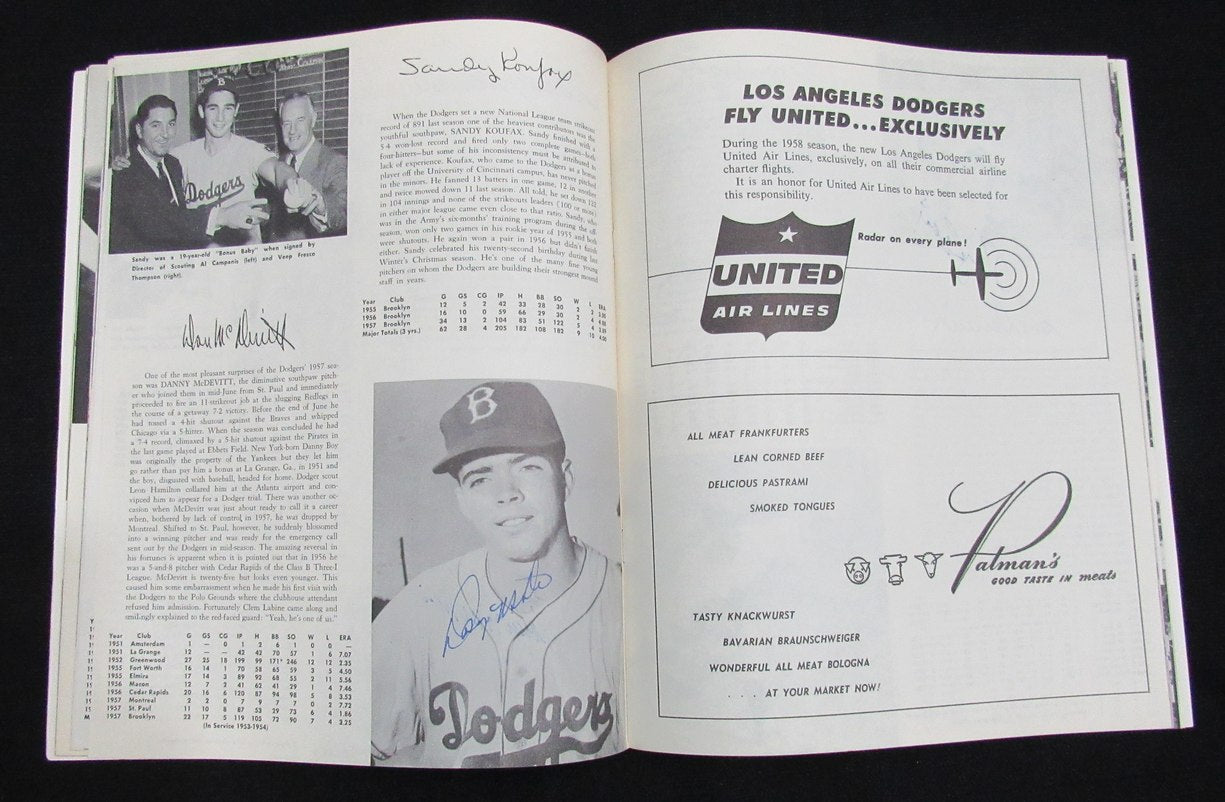 1958 Dodgers Signed/Auto (26) Yearbook Koufax Reese Snider Drysdale JSA 195275