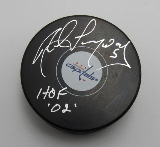 Rod Langway HOF Signed/Inscribed Washington Capitals Hockey Puck PSA 193978