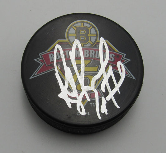 Ray Bourque HOF Signed Boston Bruins 75th Anniversary Hockey Puck PSA 193982