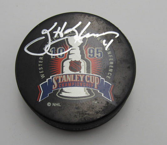 Scott Stevens HOF Signed 1995 Cup Championship Official Game Hockey Puck PSA