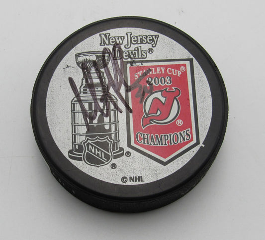 Martin Brodeur HOF Signed 2003 Stanley Cup Champions Hockey Puck PSA 194251