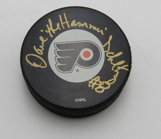 Dave "The Hammer" Schultz Signed Philadelphia Flyers Hockey Puck PSA 194292