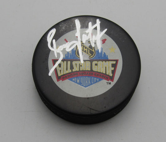 Brian Leetch HOF Signed/Auto 1994 All Star Game Hockey Puck Rangers PSA 194299