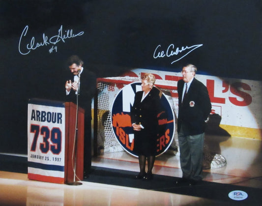 Clark Gillies/Al Arbour HOF Dual-Signed/Auto 11x14 Photo Islanders PSA 195268