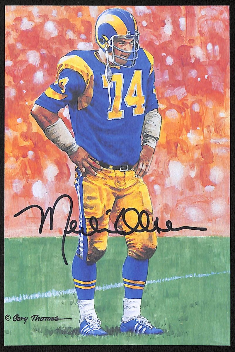 Merlin Olson HOF Signed/Auto 1989 Goal Line Art GLAC Postcard Rams PSA 194723