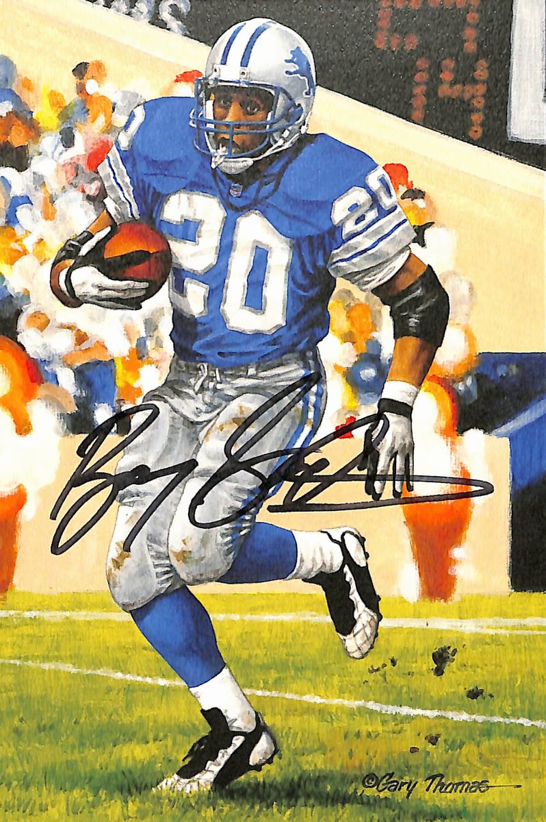 Barry Sanders HOF Signed/Auto 2004 Goal Line Art GLAC Postcard Lions PSA 194732