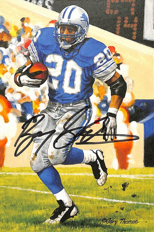 Barry Sanders HOF Signed/Auto 2004 Goal Line Art GLAC Postcard Lions PSA 194732