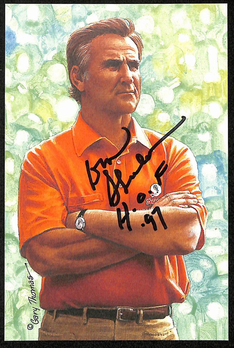 Don Shula HOF Signed/Inscr 1997 Goal Line Art GLAC Postcard Dolphins PSA 194737