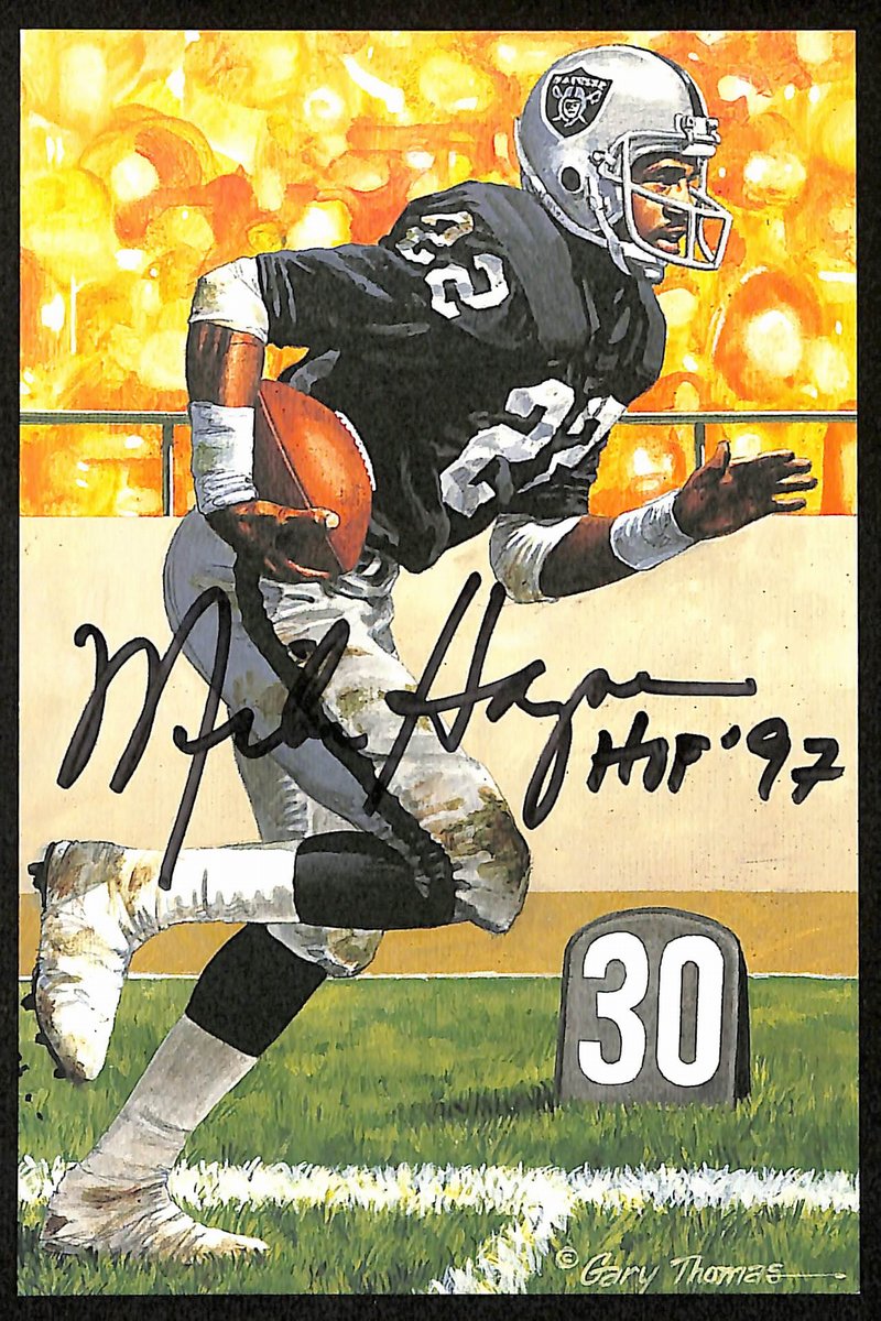 Mike Haynes HOF Signed/Inscr 1997 Goal Line Art GLAC Postcard Raiders PSA 194741
