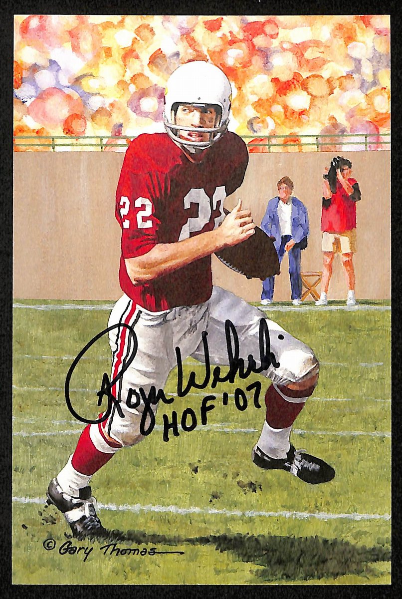 Roger Wehrli HOF Signed/Inscr 2007 Goal Line Art GLAC Postcard Cardinals PSA2
