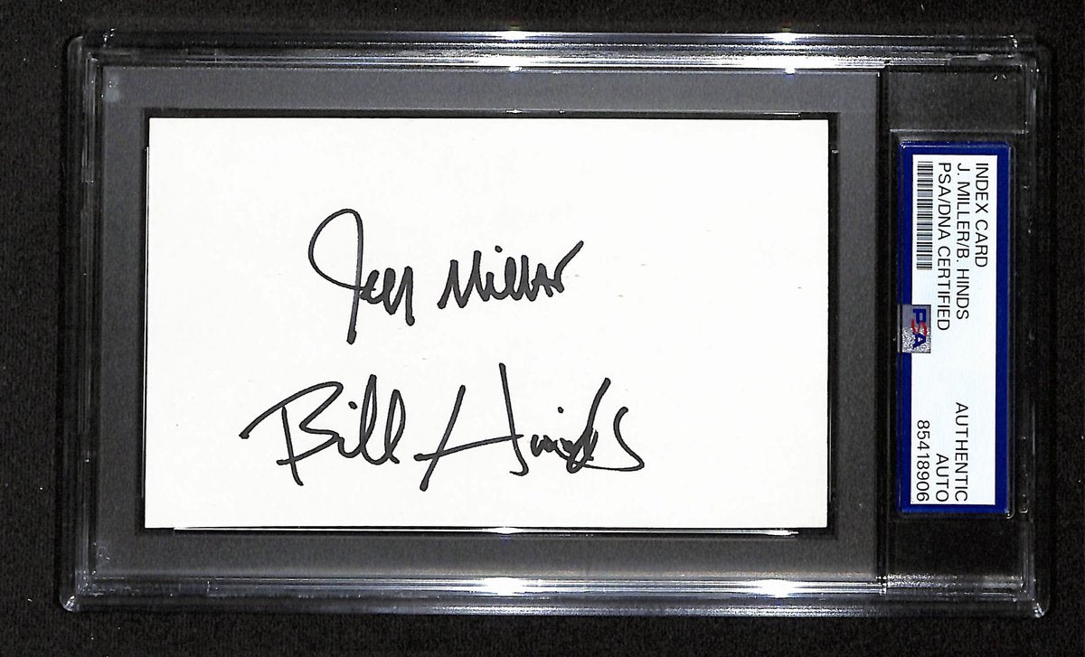 Jeff Miller/Bill Hinds Signed Index Card Cartoonists "Tank McNamara" PSA 193798