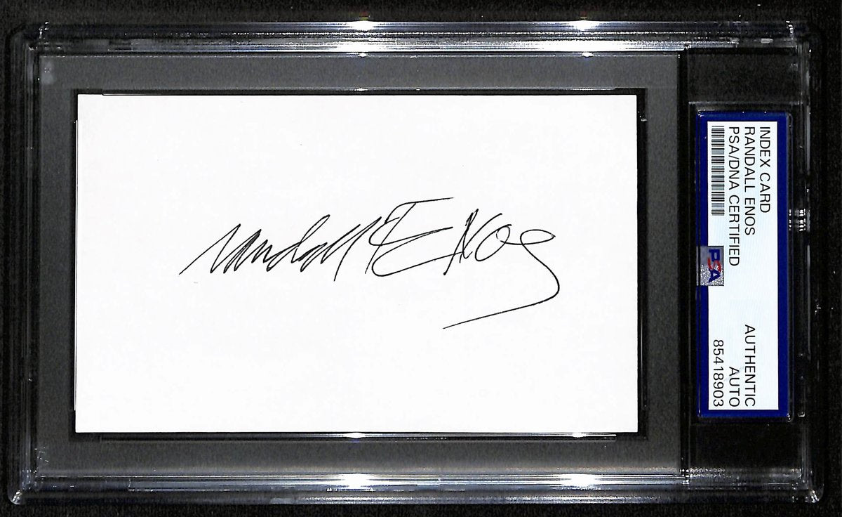 Randall Enos Signed/Autographed Index Card Cartoonist "Political" PSA/DNA 193800
