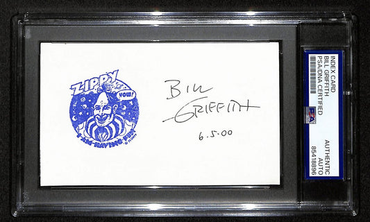 Bill Griffith Signed/Inscribed 3x5 Index Card Cartoonist "Zippy" PSA/DNA 193804