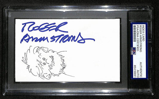 Roger Armstrong Signed 3x5 Index Card Cartoonist "Flintstones" PSA/DNA 193805