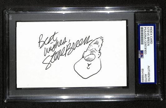 Steve Breen Signed/Inscr 3x5 Index Card Cartoonist "Political" PSA/DNA 193807