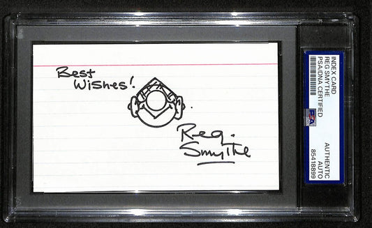 Reg Smythe Signed/Inscr 3x5 Index Card Cartoonist "Andy Capp" PSA/DNA 193811