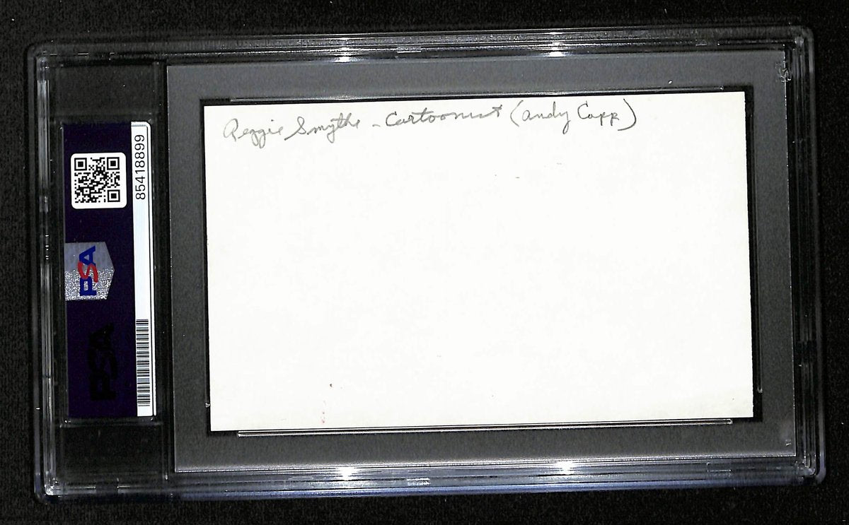 Reg Smythe Signed/Inscr 3x5 Index Card Cartoonist "Andy Capp" PSA/DNA 193811