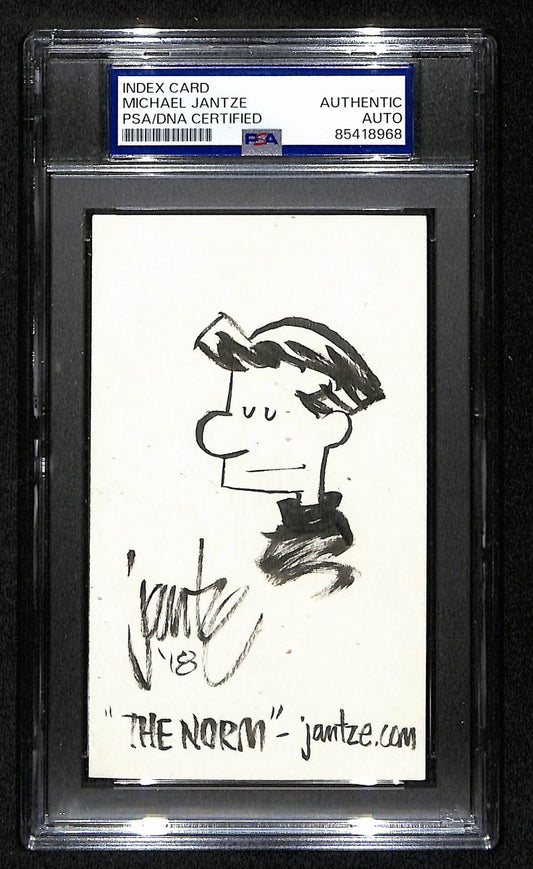 Michael Jantze Signed/Inscribed Index Card Cartoonist "The Norm" PSA/DNA 193823