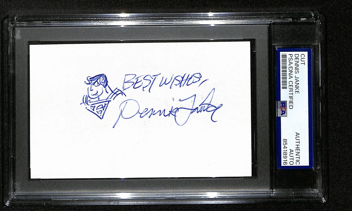 Dennis Janke Signed/Inscr Cut on 3x5 Index Card Cartoonist "Superman" PSA 193826